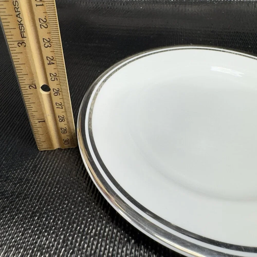 2005 Royal Doulton Pure Platinum Double Silver Band Plate Dish 7.5inch Set‎ 3